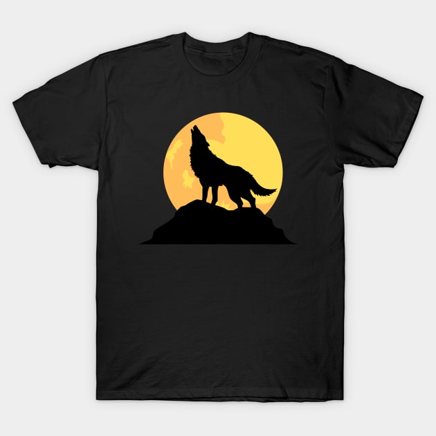 Howling Wolf Silhouette T-Shirt by Caring is Cool